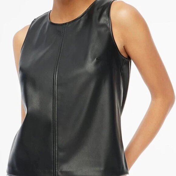 J. Crew Tops - J. Crew Faux Leather Tank Top Size M, Fully Lined, Zip Back